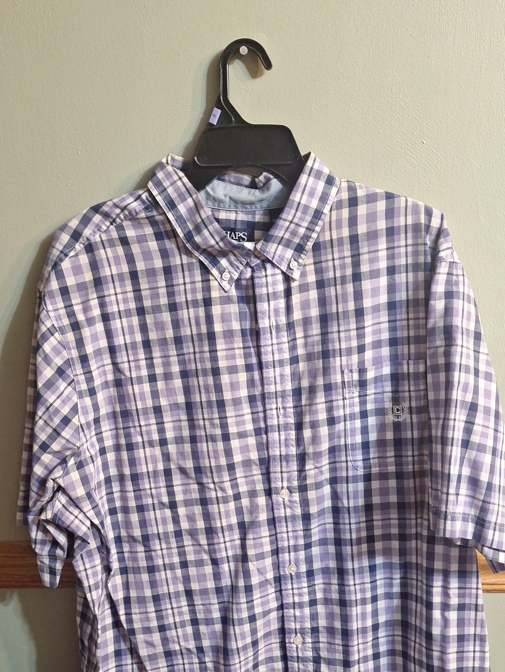 Chaps Men’s Purple and White Plaid Button-Down Shirt